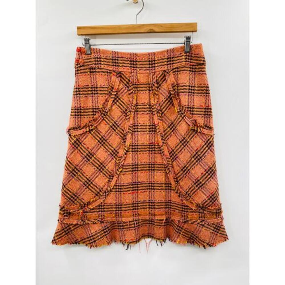 Anthropologie vintage pink houndstooth‎ tween skirt wool blend